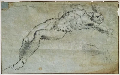 Studie für den Körper des heiligen Georg (Kohle auf Papier)